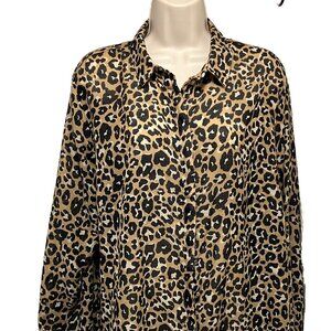 EUC Jacqueline Smith Animal Print Button Down Blouse Size:  XL